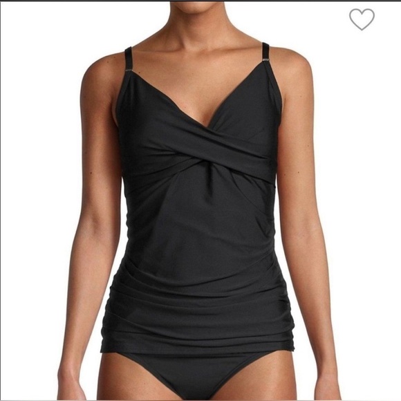 Calvin Klein Other - Calvin Klein Tankinni black Shirred Tummy-Control Tankini Top Medium slimming
